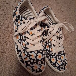 Taos Footwear Floral Sneakers - Black, White, and Orange